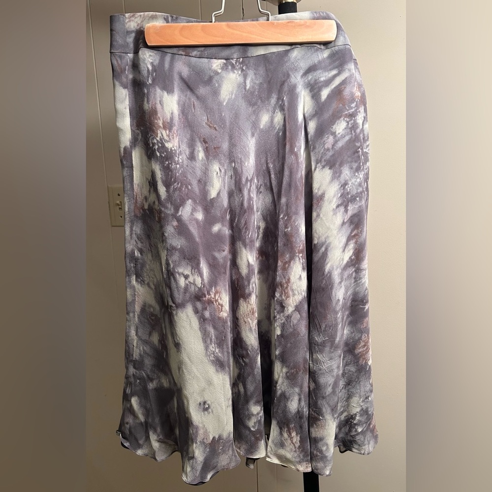 Anne Klein Grey/Purple 100% silk A-Line Skirt